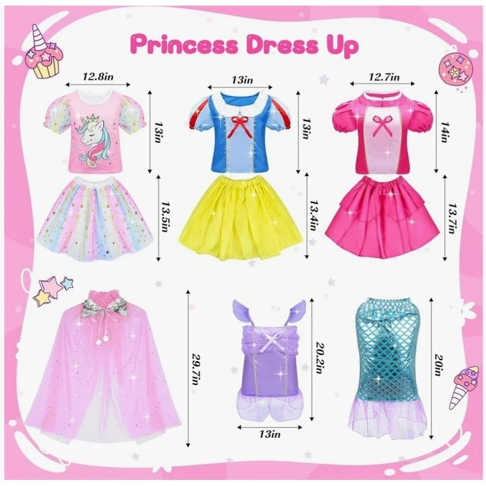 16 Pcs Princess Dress Up Clothes for Little Girl Set, Princess Pretend Play